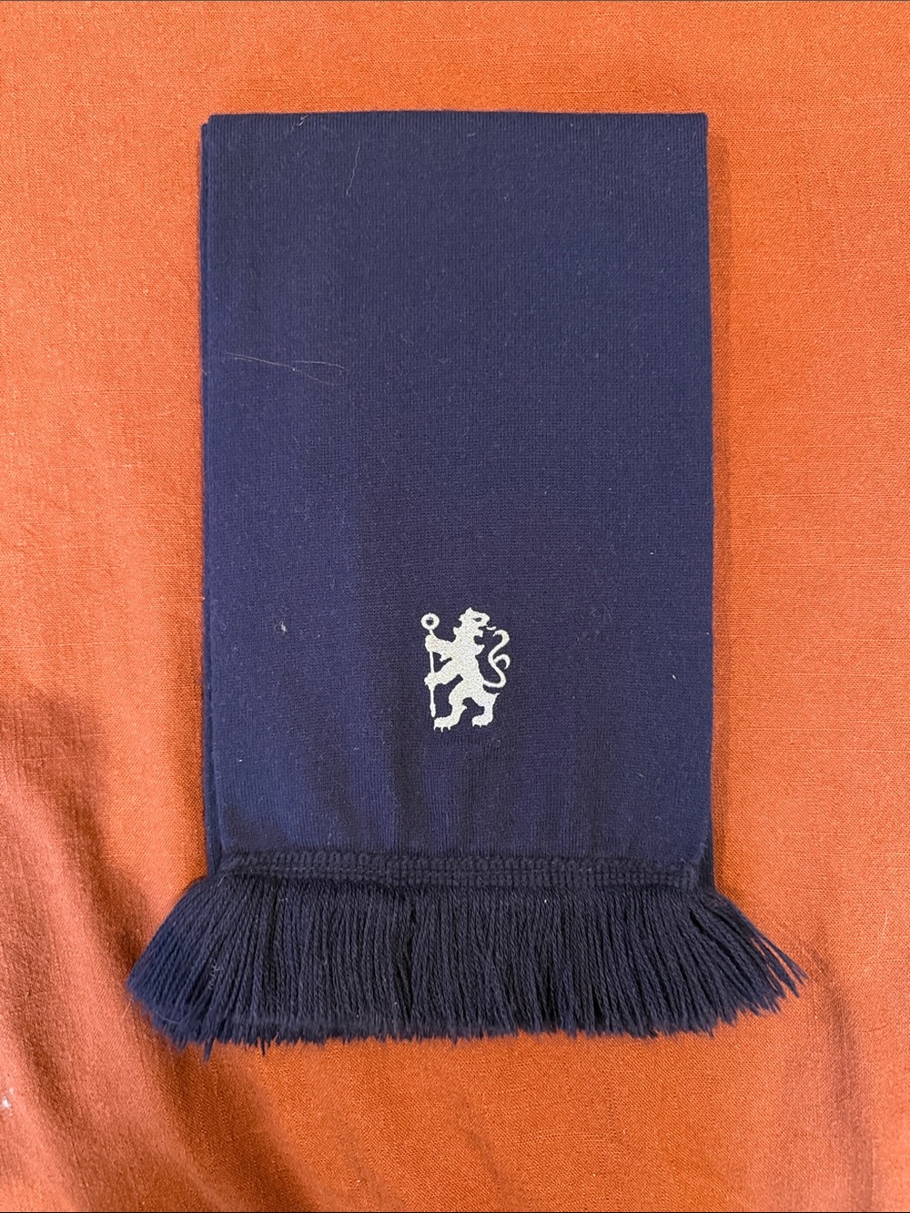 Chelsea FC Navy Fringe Scarf with Lion Crest